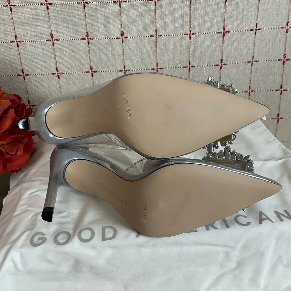 Good American 'CINDER-F*CKING-RELLA' Clear PUMP Size 5 GLASS002 New Stiletto - Picture 6 of 6